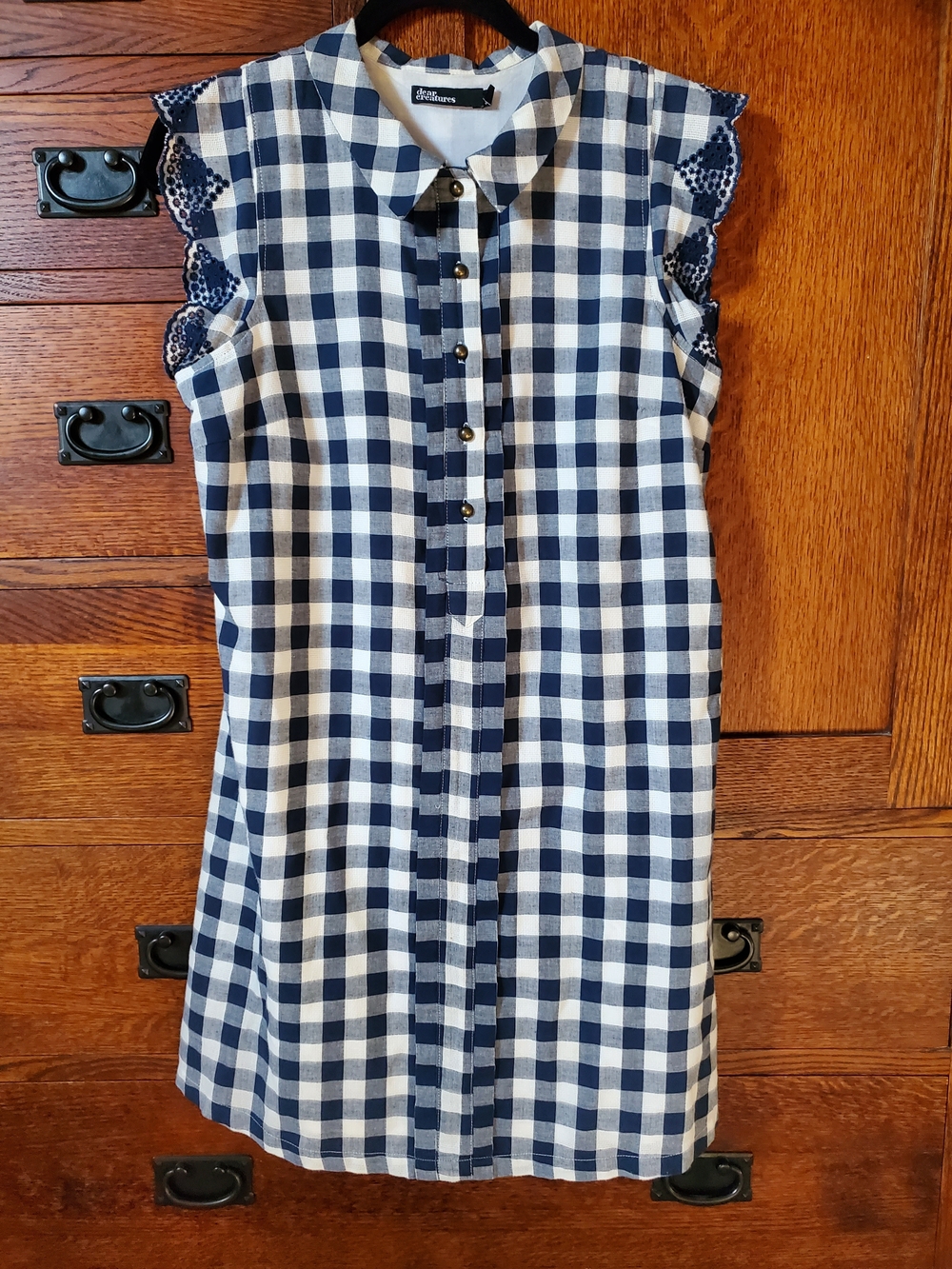 dear creatures Navy and White Gingham Collared Dress